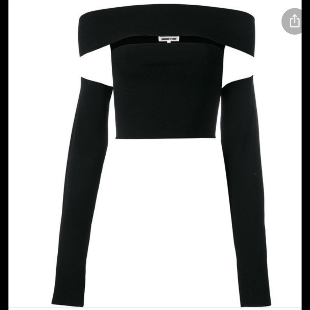 McQ Alexander McQueen Black Cut-Out Crop Top Removable Sleeves Small
